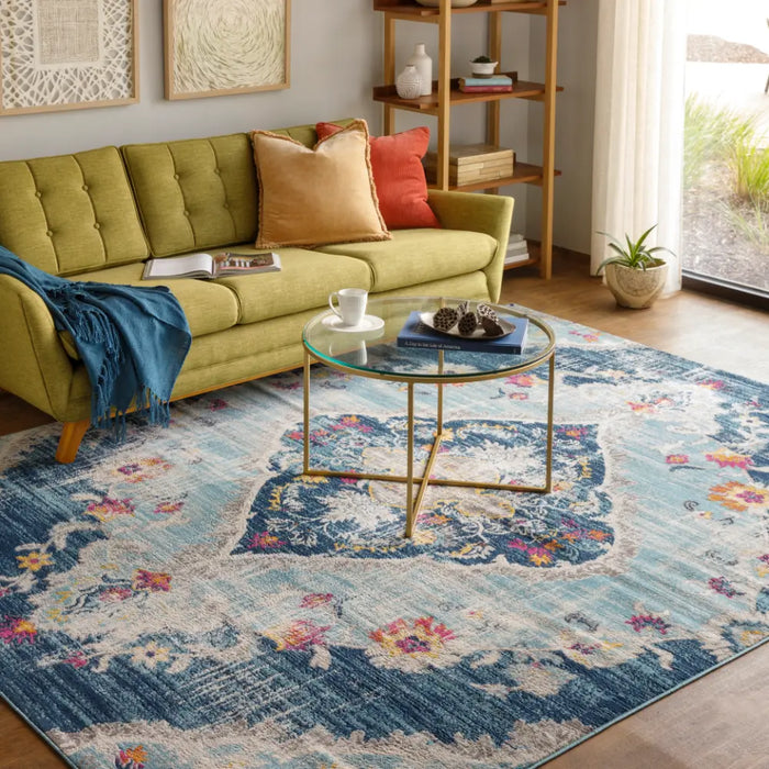 ROMY Vintage Traditional Oriental Boho Blue Rug