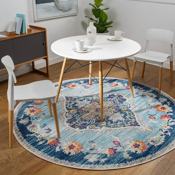 ROMY Vintage Traditional Oriental Boho Blue Rug
