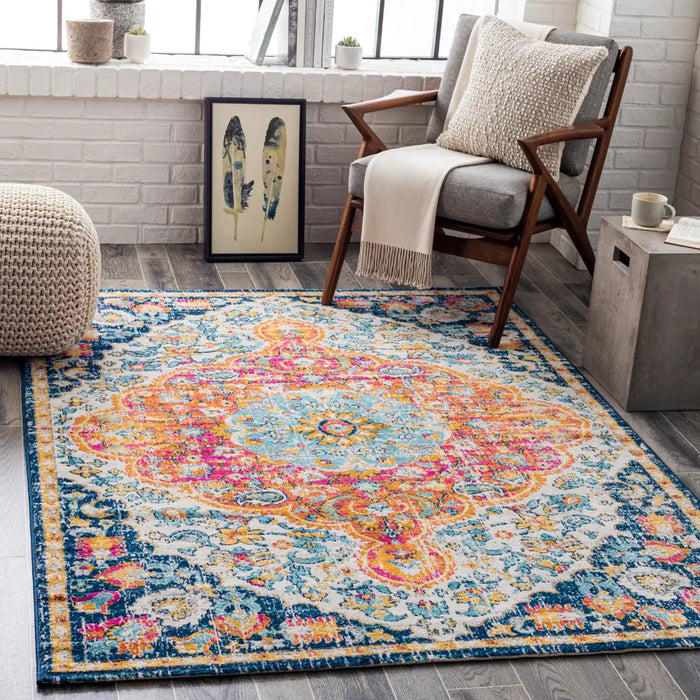 WREN Vintage Traditional Oriental Boho Bright Orange Rug