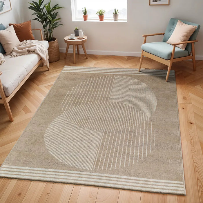 ENSO2 Scandi Geometric Brown Rug