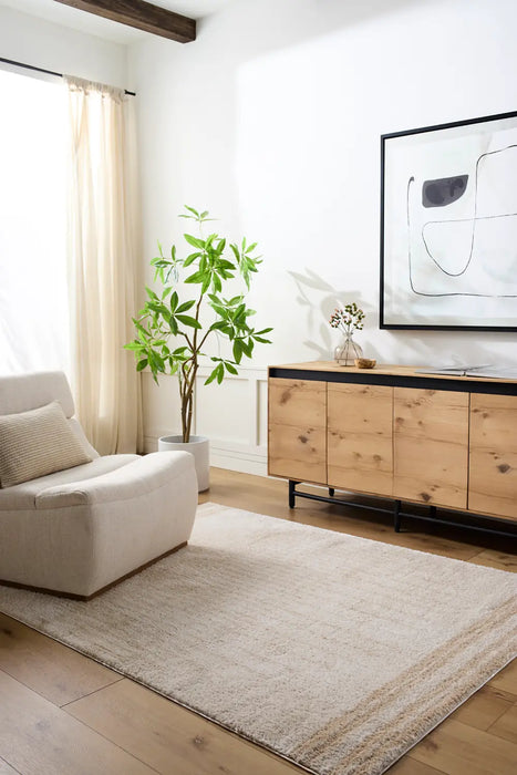 ENSO3 Machine Washable Modern Shaggy Beige Rug