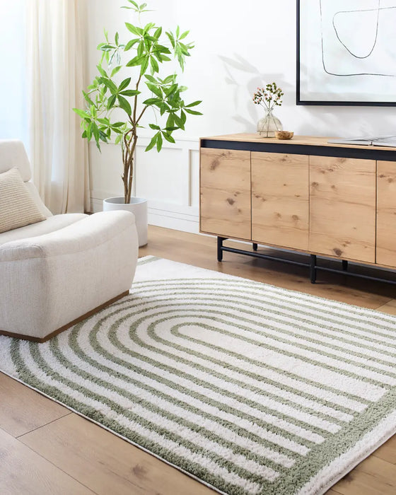 LUCILE Machine Washable Modern Shaggy Grass Green Rug