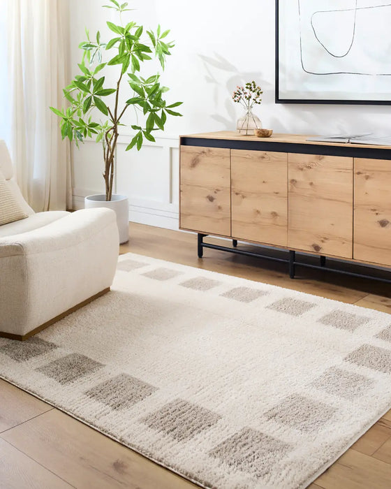 AMINE Machine Washable Modern Shaggy Medium Grey Rug