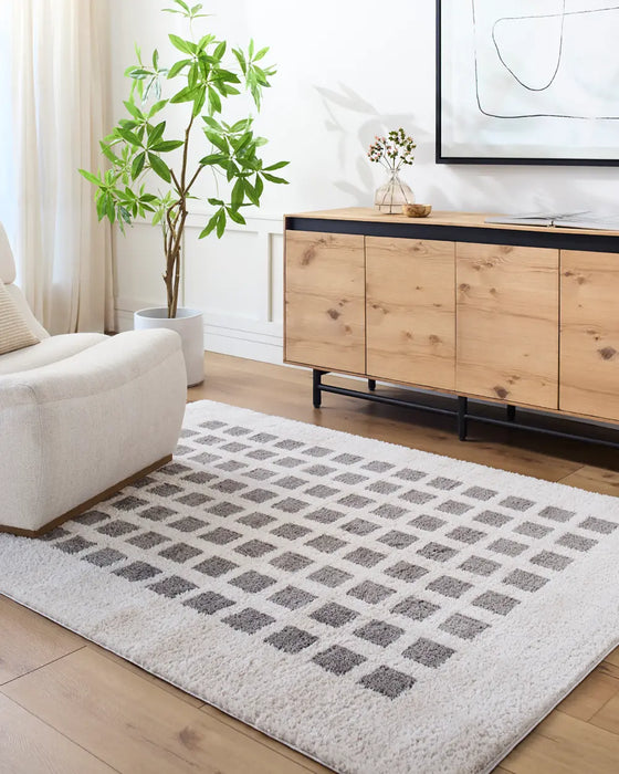 LAURINE Machine Washable Modern Shaggy Charcoal Rug