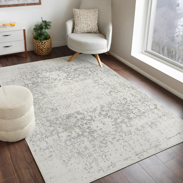 JULIETTE Vintage Traditional Oriental Boho Grey/White Rug