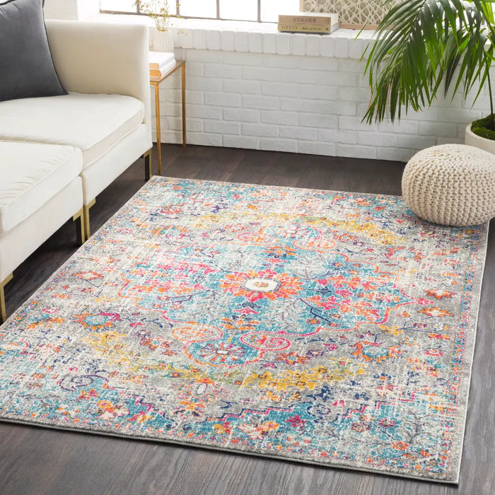 LOU Vintage Traditional Oriental Boho Teal/Beige Rug