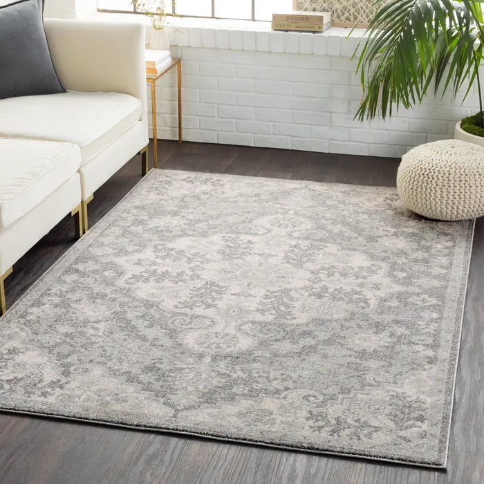 LOU Vintage Traditional Oriental Boho Charcoal Rug
