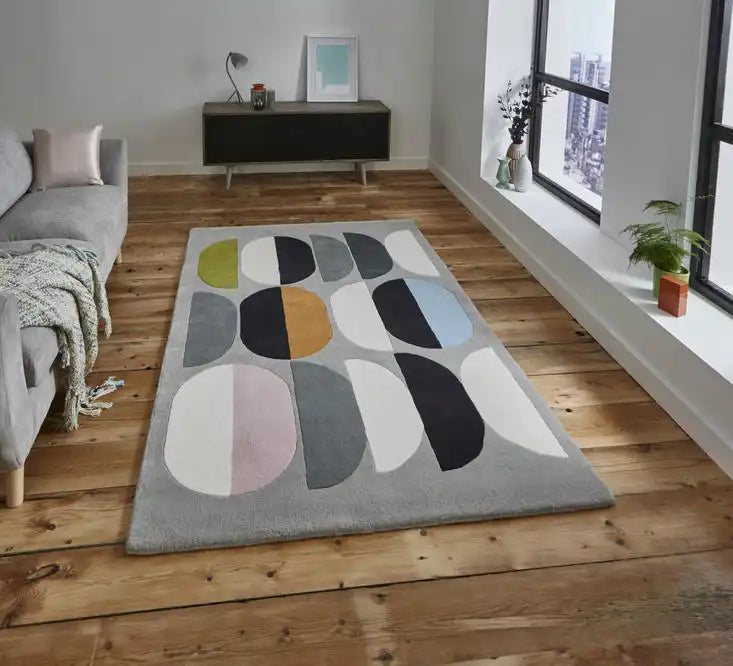 Think Rugs inaluxe ix06 Grey, Multicoloured Wool Rug.