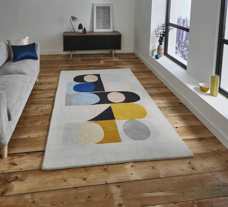 Think Rugs inaluxe ix08 Beige, Multicoloured Wool Rug.