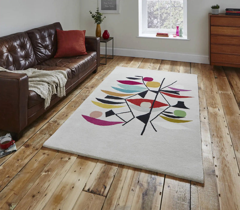 Think Rugs inaluxe ix10 Ivory, Multicoloured Wool Rug.
