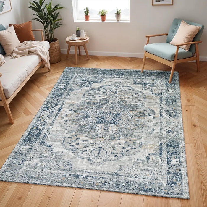 ISABELLA Vintage Traditional Oriental Boho Navy Rug