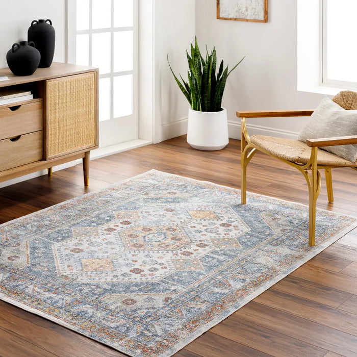 ALKA Machine Washable Traditional Boho Denim Rug