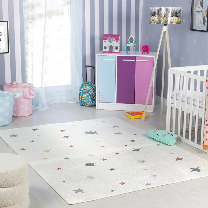 STELLA Kids Machine Washable Multicolour/Beige Bedroom Rug Multicolour