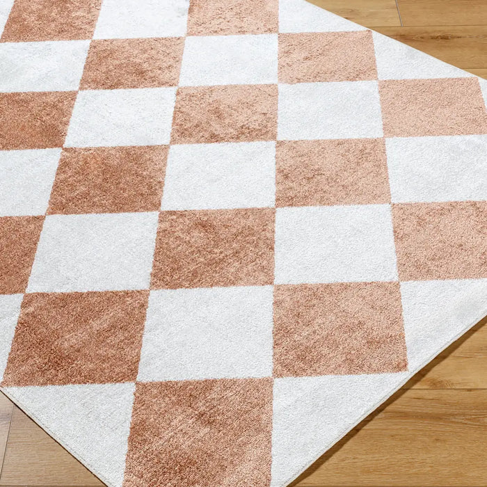 GHISLAINE Machine Washable Modern Boho Diamond Rust Rug