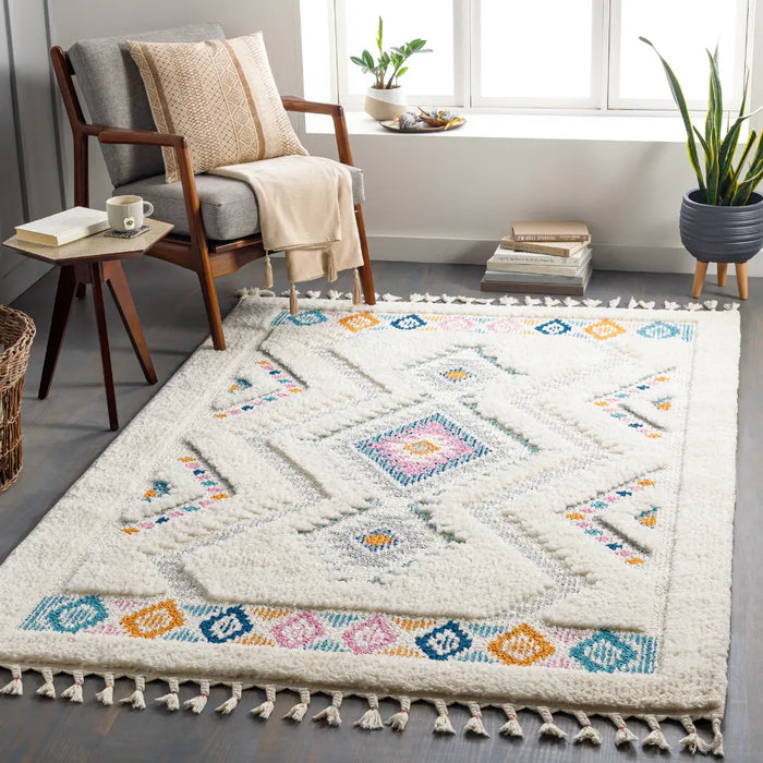 LILO Shaggy Modern Boho Plush Pile Ivory Rug