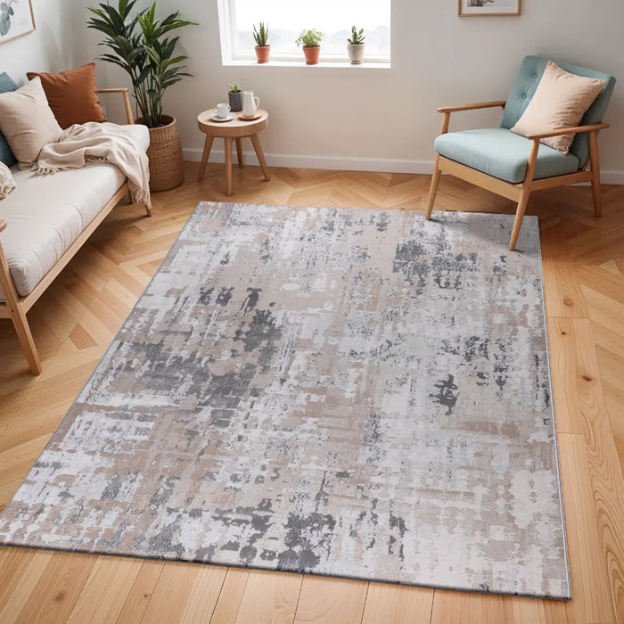 ORGANA Abstract Modern Marble White/Beige Rug