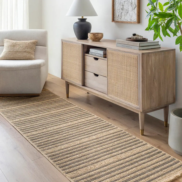 BETSY In- & Outdoor Cottage Jute-Look Brown Striped Rug