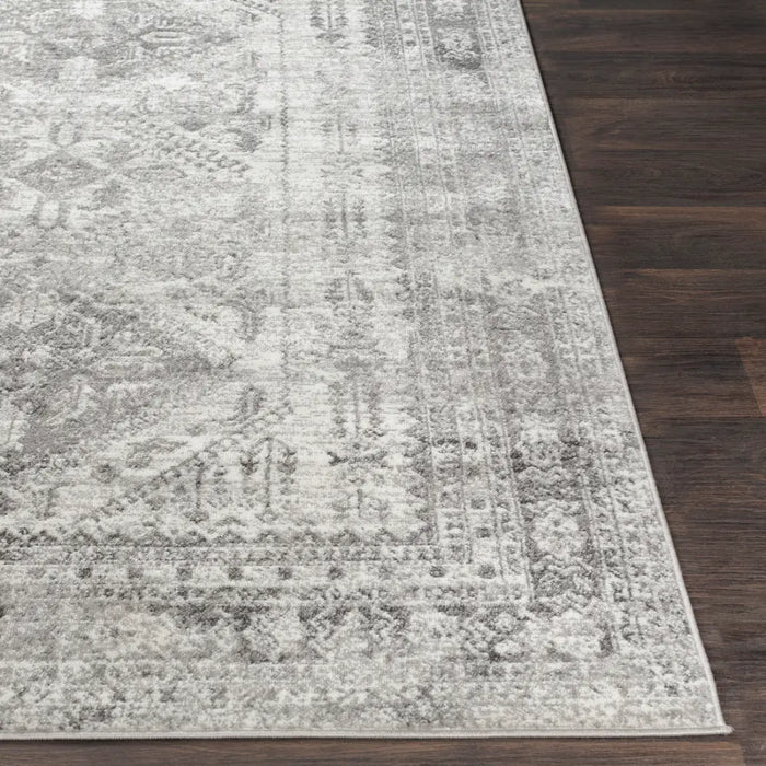 NEELAM Vintage Traditional Oriental Boho Light Gray/White/Charcoal Rug