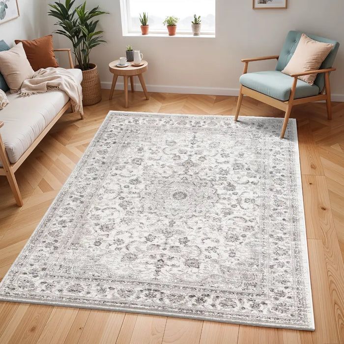 SANVI Vintage Traditional Oriental Boho Light Gray Rug