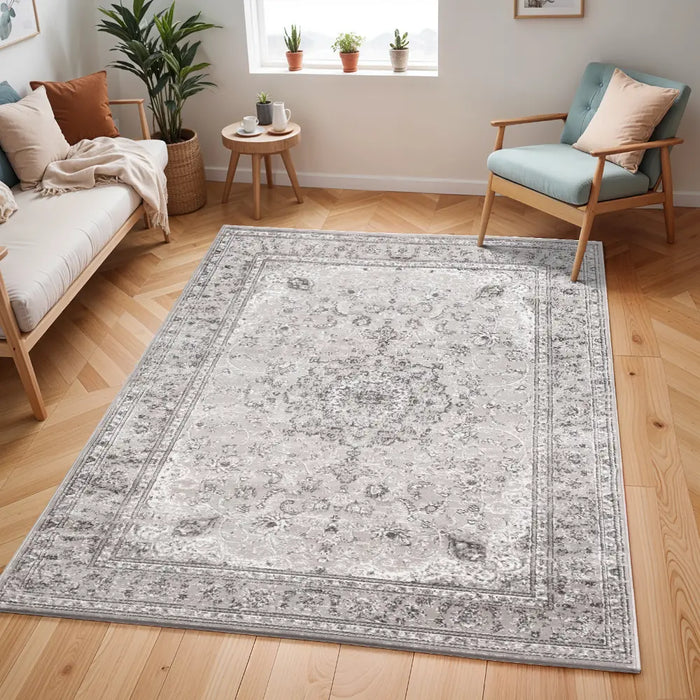 SANVI Vintage Traditional Oriental Boho Charcoal Rug