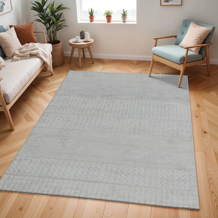 ADELE Scandi Geometric Silver Grey Rug