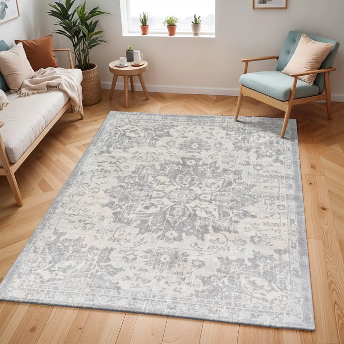 SAGE Vintage Traditional Oriental Boho Medium Grey Rug