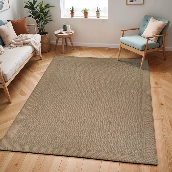 ESHA Cottage Tan/Beige Machine Washable Jute Rug