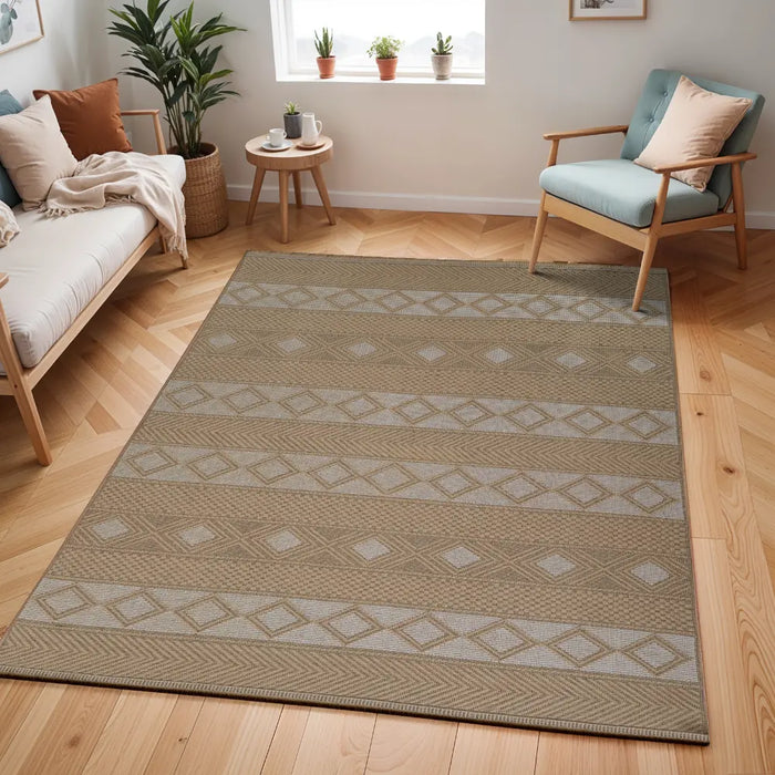 PARITA Cottage Tan/Cream Machine Washable Jute Rug