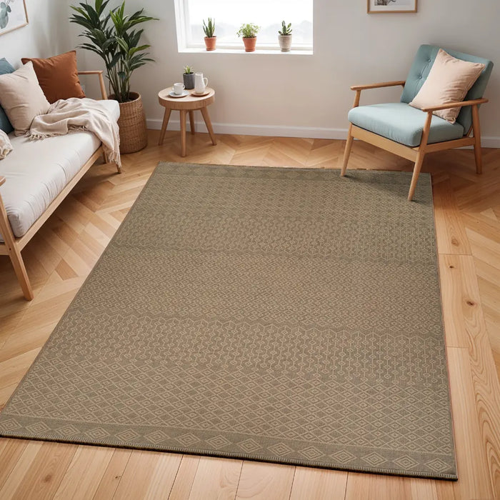 KASHVI Cottage Tan Machine Washable Jute Rug