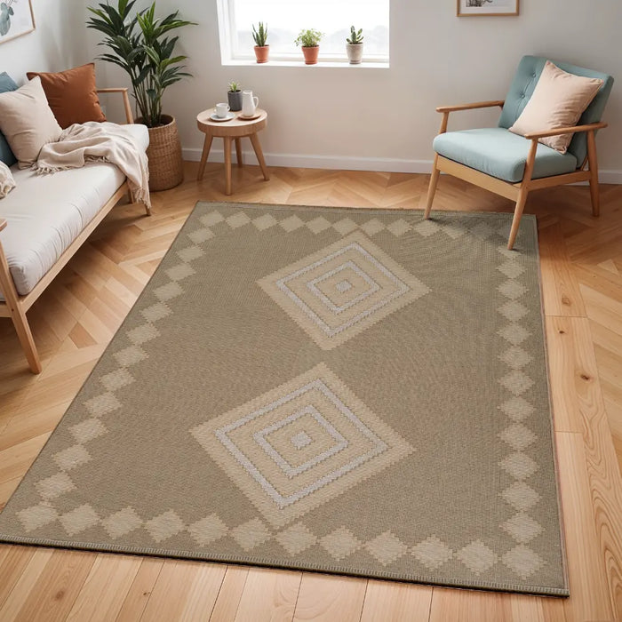 KEYURI Cottage Tan/Light Beige Machine Washable Jute Rug
