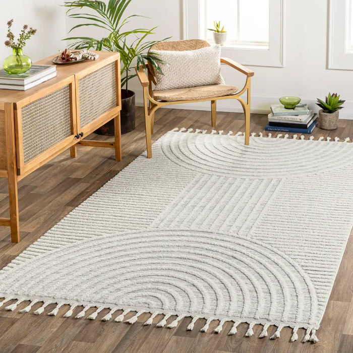 MATILDA Scandi Modern High Pile Ivory/Grey Rug