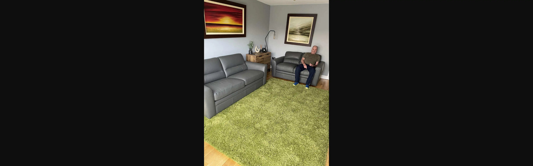 Photo by julie G., | Serdim Rugs oxford 912 green Living Room Shaggy Rug.