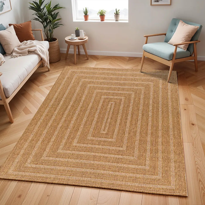 NYMPHI In- & Outdoor Jute-Look Brown/Tan Rug