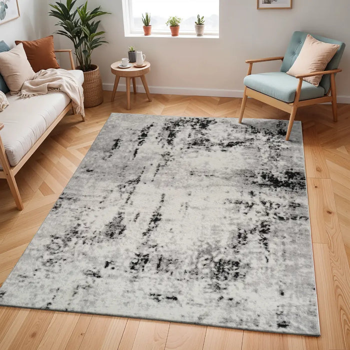 NATALIA Abstract Modern Marble Light Grey Rug