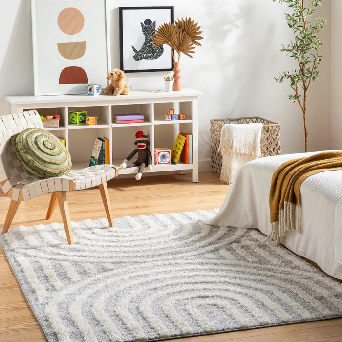 MARAVA Shaggy Modern Plush Pile Grey Rug