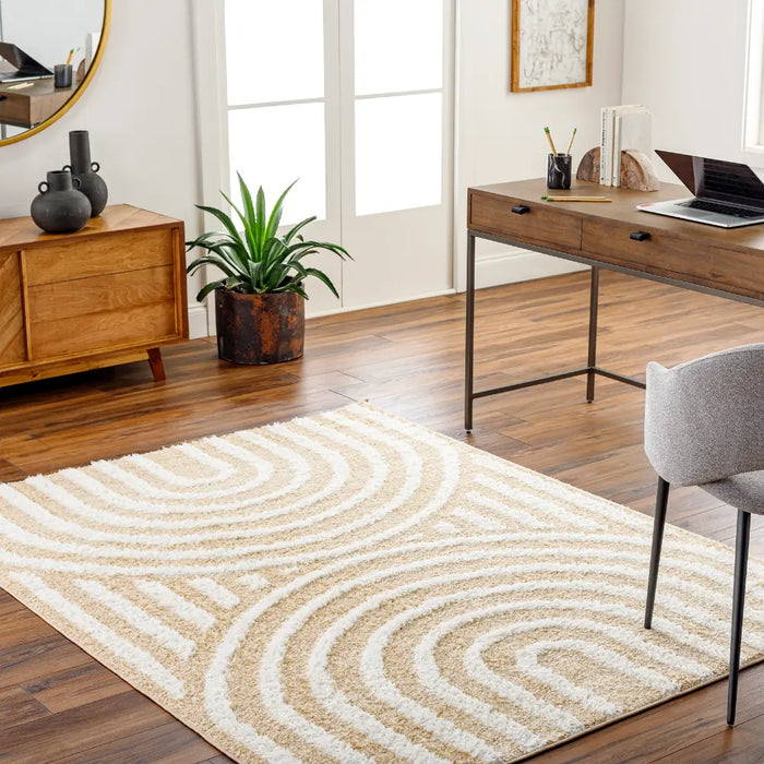 MARAVA Shaggy Modern Plush Pile Light Orange Rug