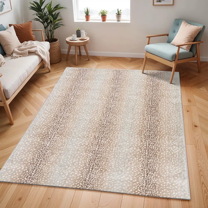 ZORINA Scandi Boho Tan Polka Dot Rug