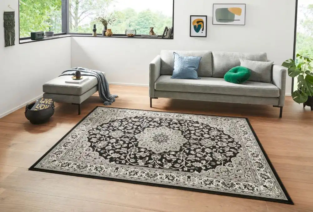 Lucy Lauren 2 sam 104226 black grey Grey, Black Living Room Rug.