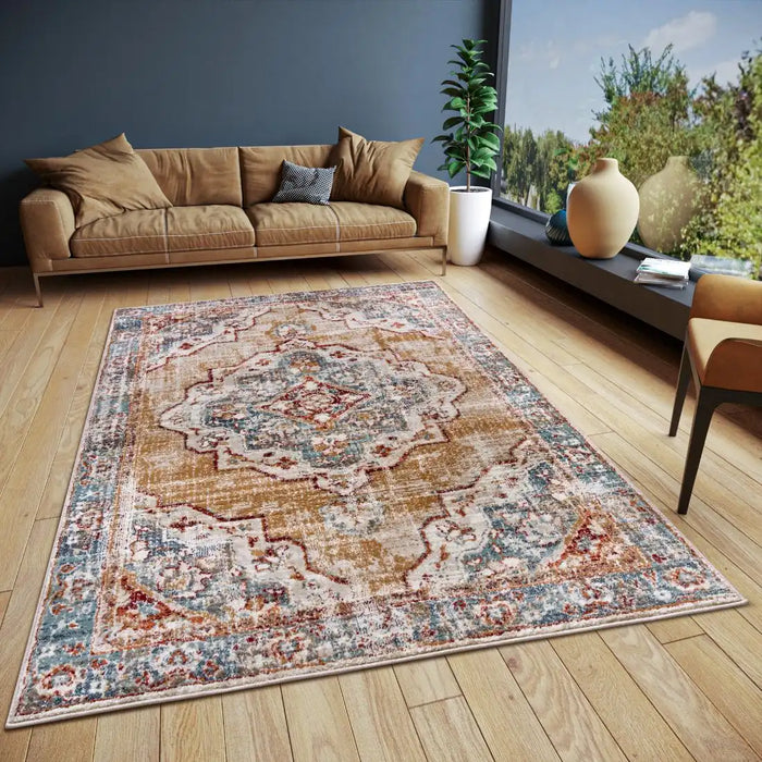 Hanse Home luxor 105645 multi Yellow, Ivory, Multicoloured Living Room Rug.