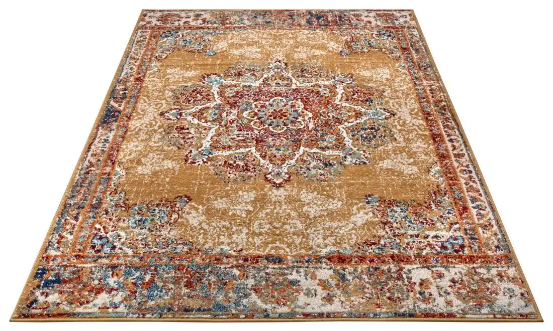 Hanse Home luxor 105646 gold multi Yellow, Multicoloured, Red Living Room  Rug.