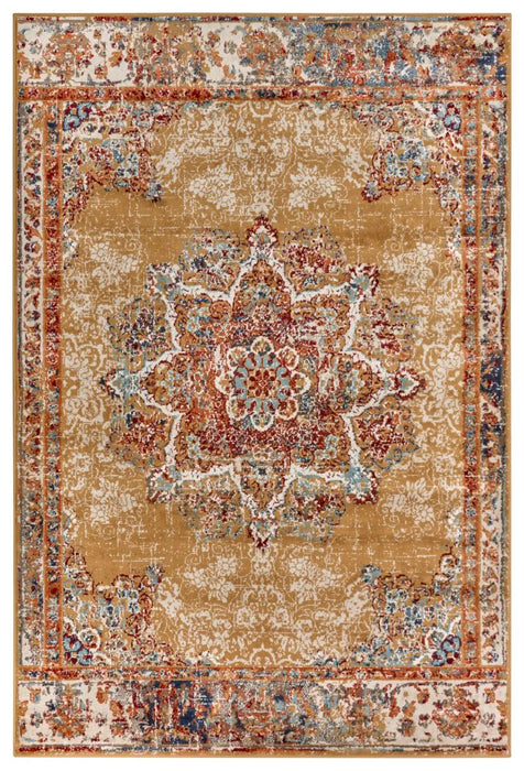 Hanse Home luxor 105646 gold multi Yellow, Multicoloured, Red Living Room  Rug.