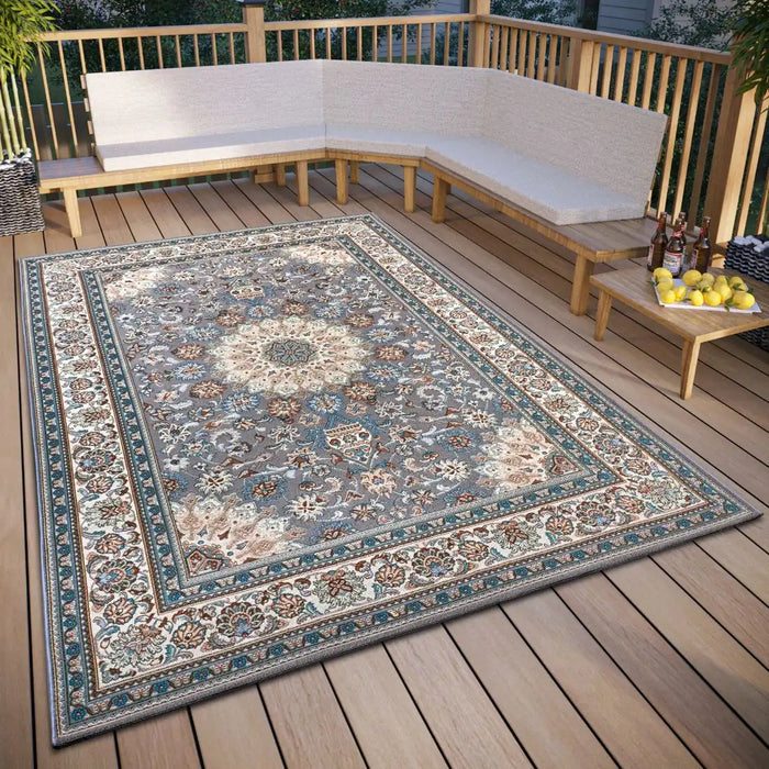 Hanse Home flair orient 105715 grey cream Grey Living Room Washable Rug.
