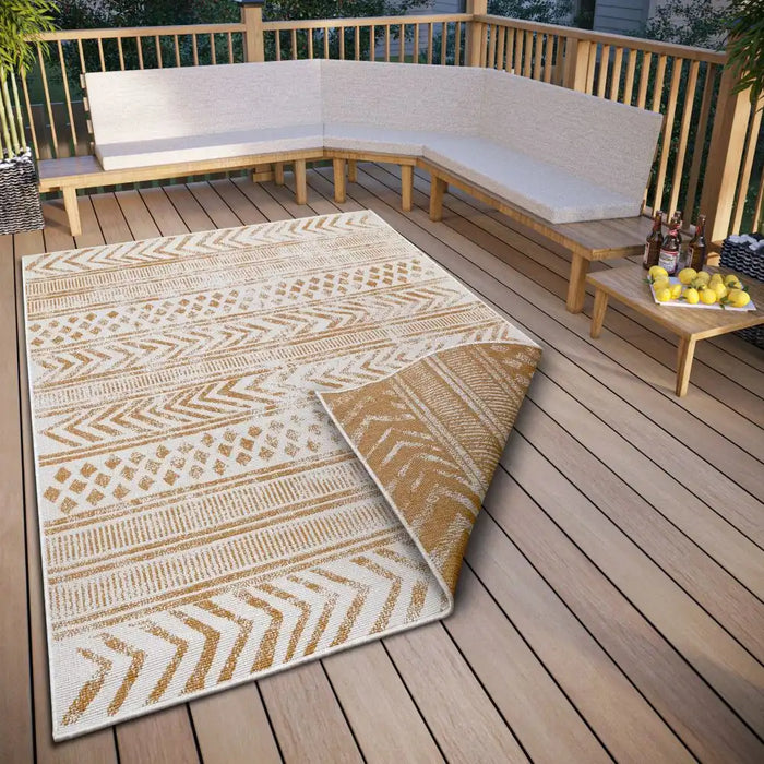 NorthRugs twin supreme 105787 ochre Yellow, Ivory Living Room Striped Rug.