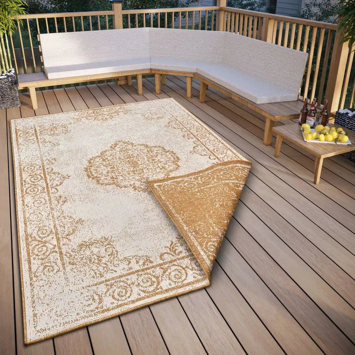 NorthRugs twin supreme 105788 ochre Yellow, Ivory Living Room Striped Rug.