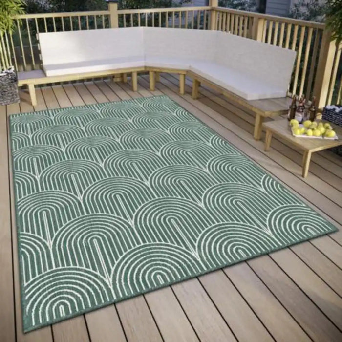 Hanse Home pangli indoor outdoor 105853 green Green, Ivory Living Room Geometric Rug.