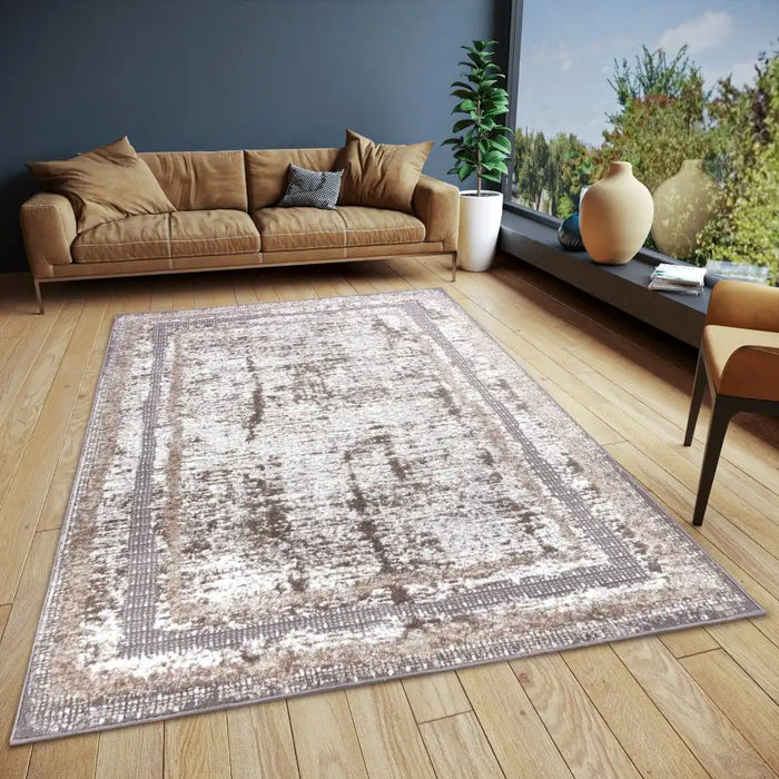 Hanse Home shine 105920 white cream silver Cream Living Room Rug.