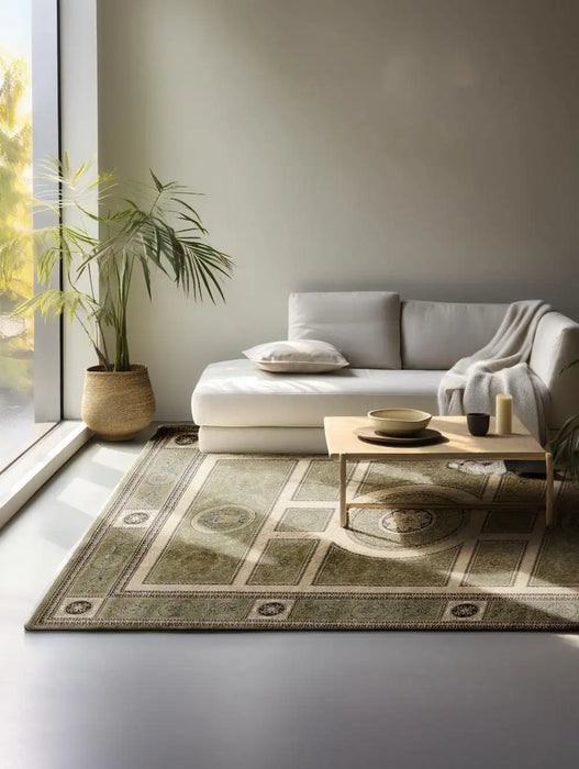 Nouristan herat 2 105991 olive green cream Green Living Room Rug.