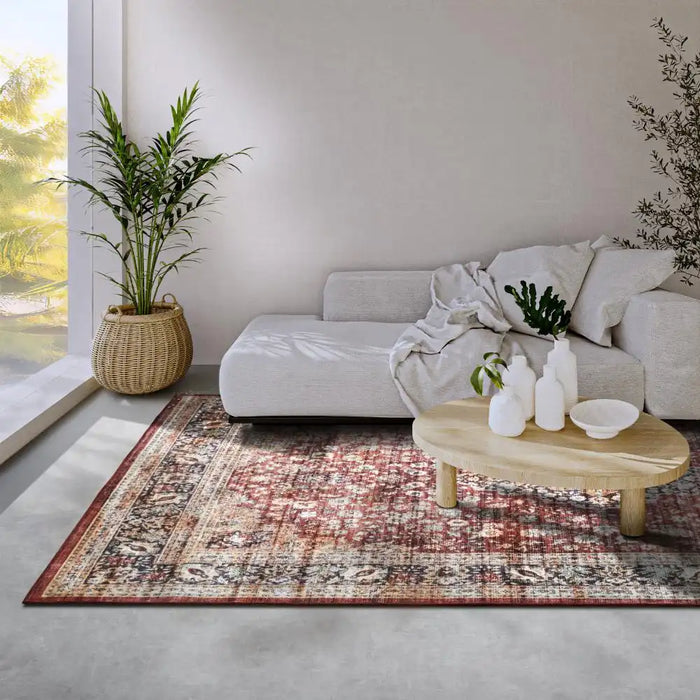 Freundin Home asya 106040 red blue Red Living Room Rug.