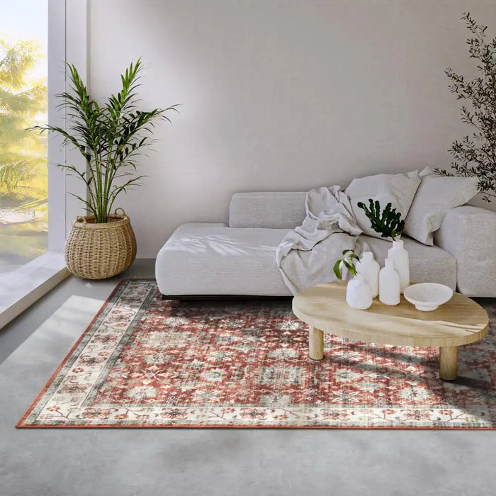 Elle Decoration imagination v2 hans 106045 red cream Red Living Room Geometric Rug.