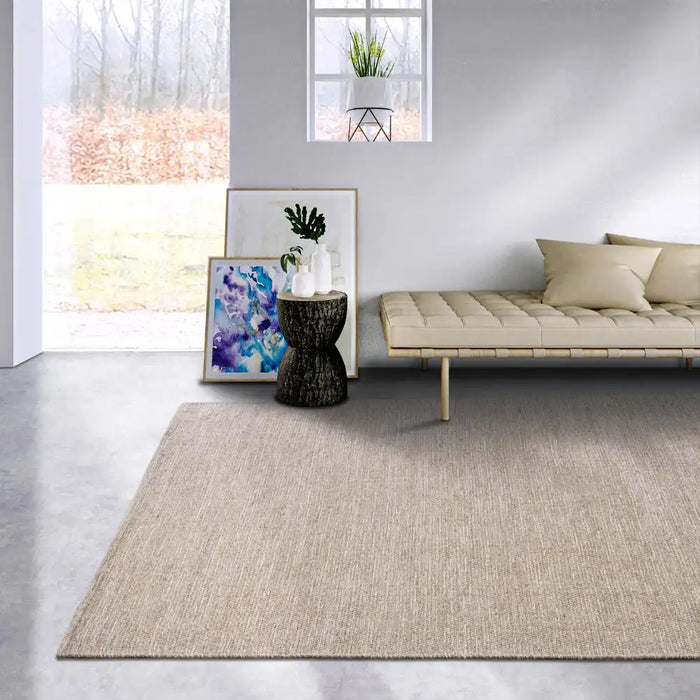 Elle Decoration delhi 106053 linen white Ivory Living Room Wool Rug.